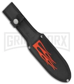 Rite Edge Dead Walker Red Fixed Blade Knife - Black Stonewash Serr -Best Knife Shop Rite Edge Dead Walker Red Black SW BP 20405 jr sheath large