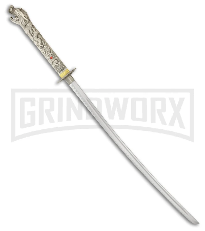 Rite Edge Dragon White Sword W/ Aluminum Scabbard - Satin Plain 3 Rite Edge Dragon White Sword W/ Aluminum Scabbard - Satin Plain