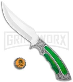 Rite Edge Gentleman Hunter Bowie Green Fixed Blade Knife - Satin Plain -Best Knife Shop Rite Edge Gentleman Hunter Bowie Green Fixed Blade Satin GX 25976 jr bottlecap large