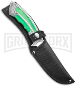 Rite Edge Gentleman Hunter Bowie Green Fixed Blade Knife - Satin Plain -Best Knife Shop Rite Edge Gentleman Hunter Bowie Green Fixed Blade Satin GX 25976 jr sheath large