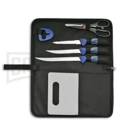 Rite Edge Night's Fillet 6-Piece Blue Fixed Blade Knife Set - Satin -Best Knife Shop Rite Edge Nights Fillet 6 Piece Set BP 20403 jr case large