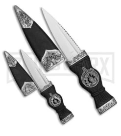 Right-Edge Scottish Scian Dubh Fixed Blade Set - Satin Serr