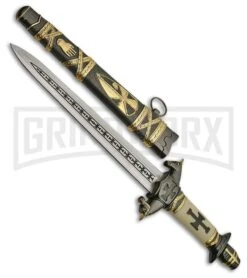 Rite Edge Templar Dagger Fixed Blade Knife W/ Scabbard - Satin Plain