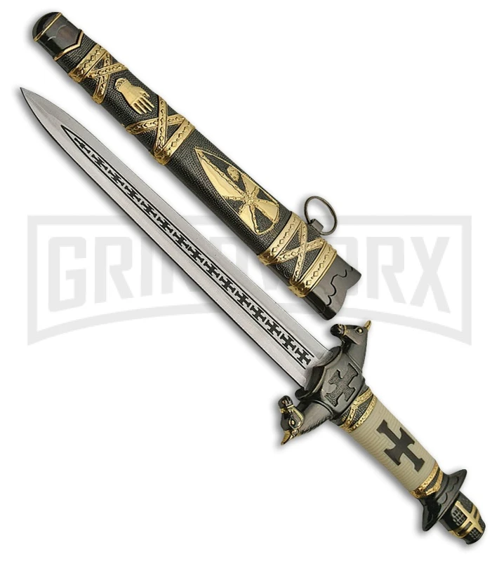 Rite Edge Templar Dagger Fixed Blade Knife W/ Scabbard - Satin Plain 3 Rite Edge Templar Dagger Fixed Blade Knife W/ Scabbard - Satin Plain