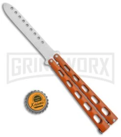 Ronin Gear Orange Balisong Trainer Butterfly Knife - Satin Plain -Best Knife Shop Ronin Gear Orange Balisong Trainer Butterfly Satin GX 37346 jr bottlecap large