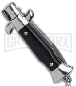 SKM 4" Italian Stiletto Black Automatic Knife Keychain - Bayo 7 SKM 4" Italian Stiletto Black Automatic Knife Keychain - Bayo -Best Knife Shop SKM 4in Keycahing Stiletto AK Black 1in Satin Bayo BHQ 183372 td side large