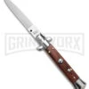 SKM 8" Italian Stiletto Rosewood Automatic Knife - Flat Satin -Best Knife Shop SKM 8in Italian Stiletto Automatic Knife Rosewood 3.25in Satin Flat GX 41676 hd large