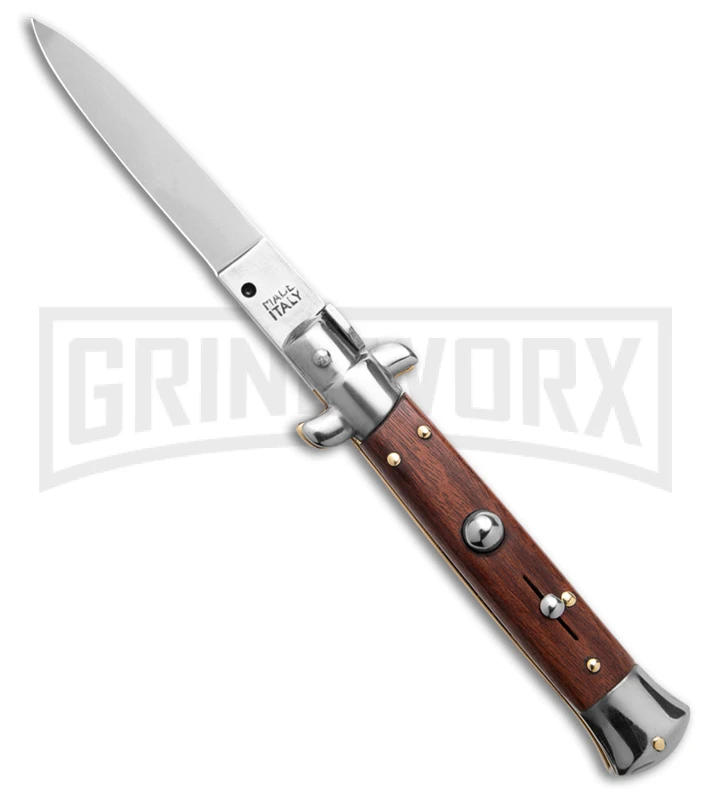 SKM 8" Italian Stiletto Rosewood Automatic Knife - Flat Satin 3 SKM 8" Italian Stiletto Rosewood Automatic Knife - Flat Satin