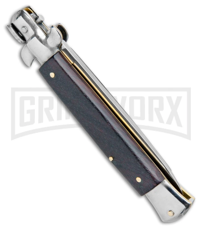 SKM 9" Italian Stiletto Palisander Wood Automatic Knife - Flat 5 SKM 9" Italian Stiletto Palisander Wood Automatic Knife - Flat - Image 3