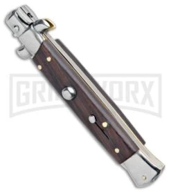 SKM 9" Italian Stiletto Palisander Wood Automatic Knife - Flat 7 SKM 9" Italian Stiletto Palisander Wood Automatic Knife - Flat -Best Knife Shop SKM 9in Italian Stiletto Palisander Wood Auto Flat GX 33973 jr spine large