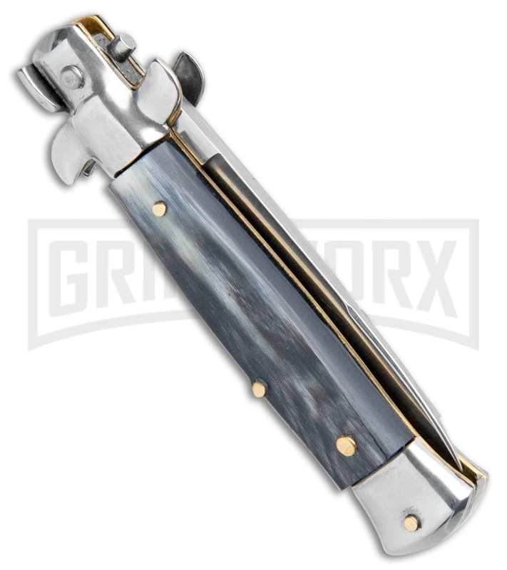 SKM/AB 5.5" Italian Stiletto Dark Horn Automatic Knife - Swedge 5 SKM/AB 5.5" Italian Stiletto Dark Horn Automatic Knife - Swedge - Image 3