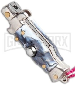 Italian Stiletto Gray Marble Automatic Knife Pink Keychain - Flat Grind 7 Italian Stiletto Gray Marble Automatic Knife Pink Keychain - Flat Grind -Best Knife Shop SKM Italian Stiletto Keychain Auto Marble Pink Satin BHQ 102938 jr spine large