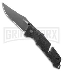 SOG Trident AT-XR Black Clip Point Folding Knife - Black Plain