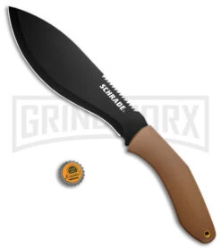 Schrade 17" Machete Brown Rubber Fixed Blade - Black Plain (Box) -Best Knife Shop Schrade 17in Machete Box New 2020 BHQ 113759 td size jr large