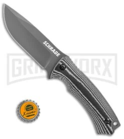 Schrade SCHF61 Gray Micarta Full Tang Fixed Blade Knife - Gray Plain -Best Knife Shop Schrade Full Tang gray micarta gray SCHF61 BHQ 62046 er size large