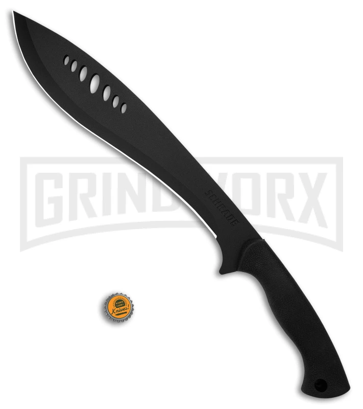 Schrade Large Kukri Machete Black Rubber Fixed Blade - Black Plain 7 Schrade Large Kukri Machete Black Rubber Fixed Blade - Black Plain - Image 5