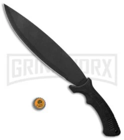 Schrade Mini-Bolo II Black Machete Knife - Black Plain -Best Knife Shop Schrade Mini Bolo II Machete Rubber Black 1100056 BHQ 93634 jr bottlecap large
