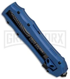 Schrade SCHOTFBL Blue OTF Spring Assisted Knife - Gray 4TH18 8 Schrade SCHOTFBL Blue OTF Spring Assisted Knife - Gray 4TH18 -Best Knife Shop Schrade OTF Blue Gray BHQ 84391 er spine large