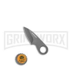 Schrade Pocket Gray Neck Knife Fixed Blade With Money Clip - Gray Plain -Best Knife Shop Schrade Pocket Fixed Neck Knife Money Clip Gray SCHCC1CP BHQ 67482 jr bottlecap large
