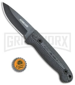 Schrade Small Frontier Micarta Fixed Blade With Ferro Rod - Black SW Plain -Best Knife Shop Schrade Small Frontier Ferro Rod Micarta Black SW SCHF56M BHQ 62040 jr bottlecap large