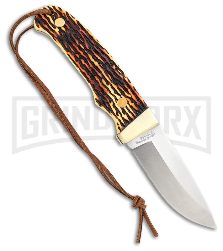 Schrade Uncle Henry Pro Hunter Brown Staglon Fixed Blade Knife - Satin Plain 3 Schrade Uncle Henry Pro Hunter Brown Staglon Fixed Blade Knife - Satin Plain