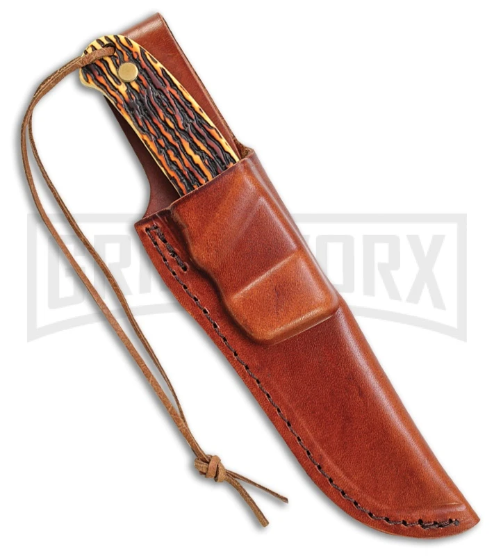 Schrade Uncle Henry Pro Hunter Brown Staglon Fixed Blade Knife - Satin Plain 4 Schrade Uncle Henry Pro Hunter Brown Staglon Fixed Blade Knife - Satin Plain - Image 2