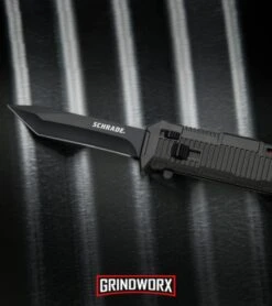 Schrade SCHOTF8TB Viper OTF Black Aluminum Assisted Knife - Tanto Black Plain -Best Knife Shop Schrade Viper Tanto OTF Black Black SCHOTF8TB BHQ 27950 jr lifestyle large