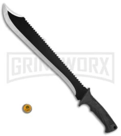 Schrade SCMACH2CP Clip Point Machete Sawback - Black Plain -Best Knife Shop Schrade clip point machete sawback black SCMACH2CP BHQ 62067 er size large