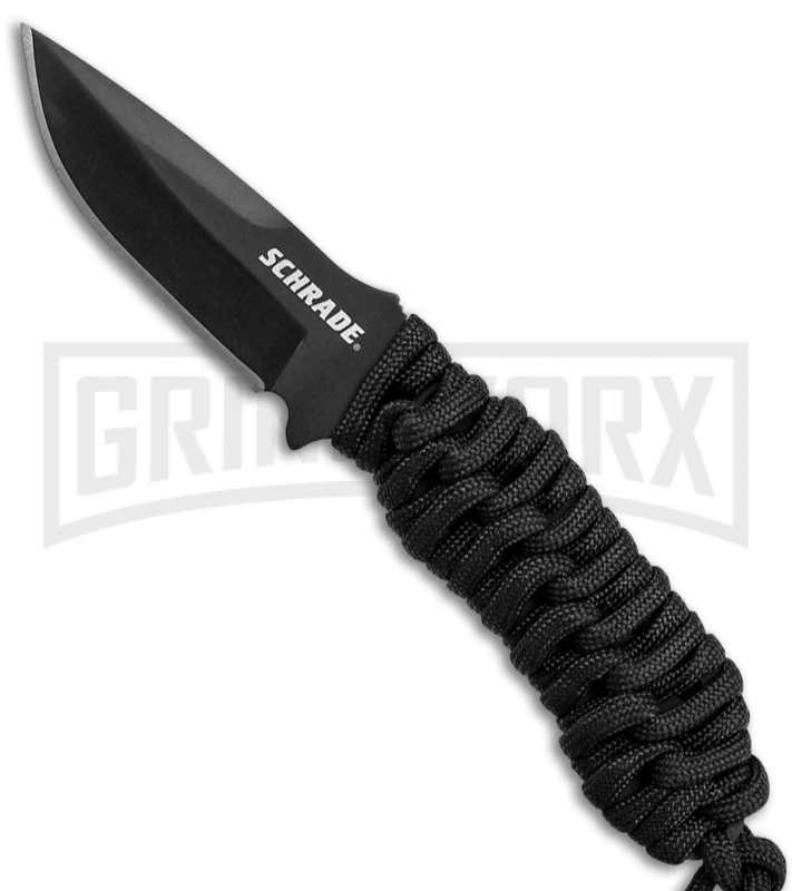Schrade SCHF46 Black Paracord Neck Knife Fixed Blade - Black Plain 3 Schrade SCHF46 Black Paracord Neck Knife Fixed Blade - Black Plain