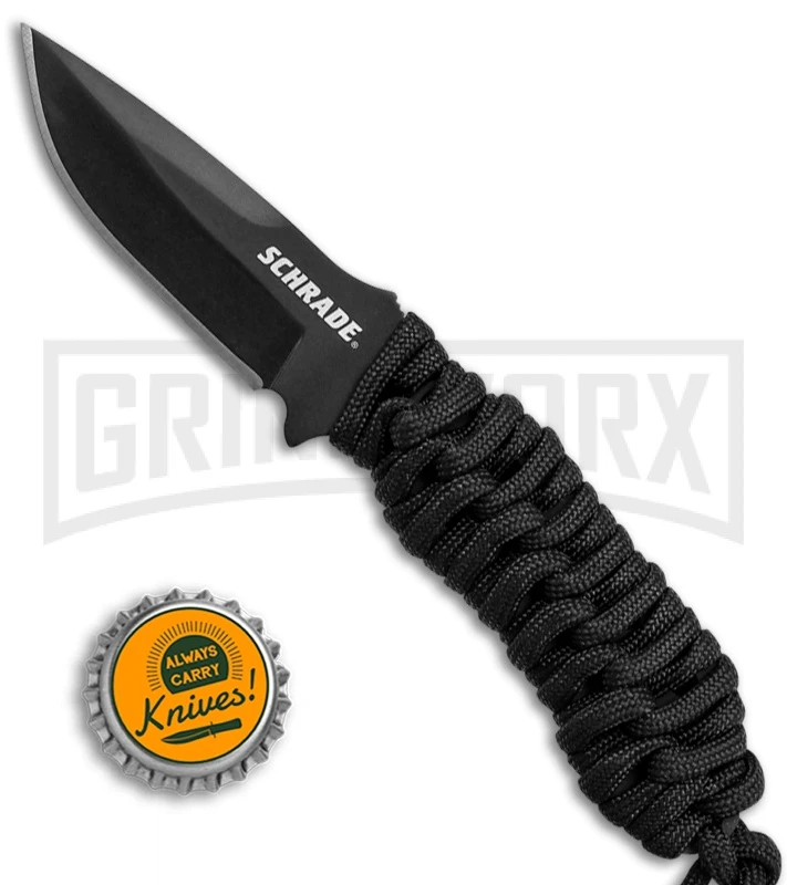 Schrade SCHF46 Black Paracord Neck Knife Fixed Blade - Black Plain 5 Schrade SCHF46 Black Paracord Neck Knife Fixed Blade - Black Plain - Image 3