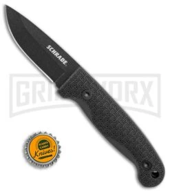 Schrade Small Frontier Black TPE Fixed Blade Knife - Black Plain -Best Knife Shop Schrade small frontier full tang black TPE black SCHF56 BHQ 62037 er size large