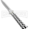 Scoundrel Balisong Silver Butterfly Knife - Satin Plain -Best Knife Shop Scoundrel Balisong Silver Butterfly Knife Satin GX 39635 td large