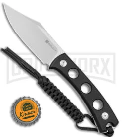 SENCUT Waxahachie Black G-10 Fixed Blade Knife - Satin Plain -Best Knife Shop Sencut Waxahachie Fixed Blade Black G 10 Satin BHQ 164926 jr bottlecap large