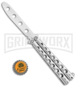 Silver Star Butterfly Stainless Steel Trainer Knife - Satin -Best Knife Shop Silver Star Butterfly SS Trainer Satin YC 306S BP 24335 jr bottlecap large