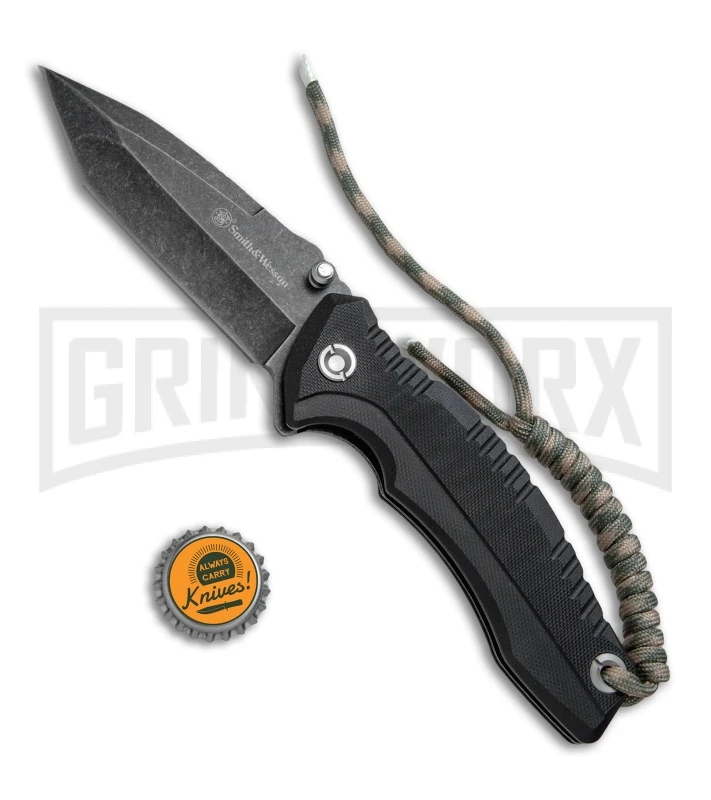 Smith & Wesson Black G-10 Tanto Folding Knife - Black SW Plain 6 Smith & Wesson Black G-10 Tanto Folding Knife - Black SW Plain - Image 4