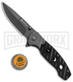 Smith & Wesson Black G-10 Clip Folding Knife - Gray Ti Plain -Best Knife Shop Smith and Wesson Clip LL Black G 10 Gray 1100062 BHQ 93644 jr bottlecap large