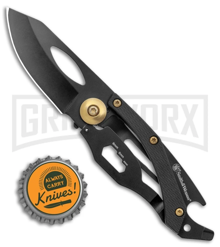 Smith & Wesson Black Multi-Tool Folding Knife Stainless Steel - Black Plain 6 Smith & Wesson Black Multi-Tool Folding Knife Stainless Steel - Black Plain - Image 4