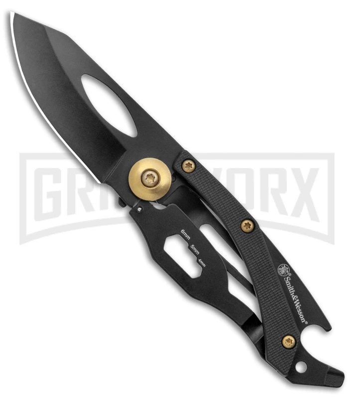 Smith & Wesson Black Multi-Tool Folding Knife Stainless Steel - Black Plain 3 Smith & Wesson Black Multi-Tool Folding Knife Stainless Steel - Black Plain