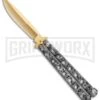 Stone Pattern Balisong Butterfly Knife (4.25" Gold) -Best Knife Shop Stone Pattern Balisong Butterfly Gold GX 37520 jr large