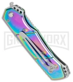 Super Knife Croc Automatic Knife Stainless Rainbow Spectrum (3.5 Spectrum) Serr -Best Knife Shop Super Knife Croc Auto Stainless Rainbow Spectrum Spectrum Serr GX 34964 jr side large