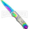 Super Knife Croc Automatic Knife Stainless Rainbow W/ White Inlay - Rainbow Serr 1 Super Knife Croc Automatic Knife Stainless Rainbow W/ White Inlay - Rainbow Serr -Best Knife Shop Super Knife Croc Auto Stainless Rainbow White Spectrum Serr GX 35780 jr large