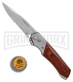 Super Knife Croc Automatic Knife Stainless W/ Rosewood Inlay - Satin Serr 9 Super Knife Croc Automatic Knife Stainless W/ Rosewood Inlay - Satin Serr -Best Knife Shop Super Knife Croc Stainless Rosewood Inlay satin serr BP 30075 er bottlecap large