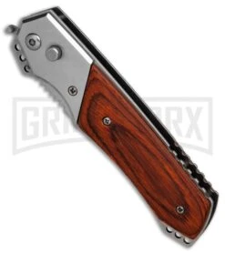 Super Knife Croc Automatic Knife Stainless W/ Rosewood Inlay - Satin Serr 8 Super Knife Croc Automatic Knife Stainless W/ Rosewood Inlay - Satin Serr -Best Knife Shop Super Knife Croc Stainless Rosewood Inlay satin serr BP 30075 er spine large