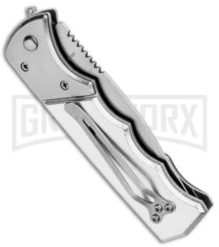 Super Knife Dingo Black Marble Acrylic Automatic Knife - Satin Serr -Best Knife Shop Super Knife Dingo Black Marble Acrylic Auto Satin Serr GA623SLMBK GX 33496 jr side large