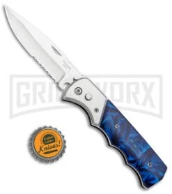 Super Knife Dingo Blue Marble Acrylic Automatic Knife - Satin Serr 9 Super Knife Dingo Blue Marble Acrylic Automatic Knife - Satin Serr -Best Knife Shop Super Knife Dingo Blue Marble Acrylic Auto Satin Serr GA623SLMBL GX 33492 jr bottlecap large