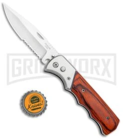 Super Knife Dingo Rosewood Automatic Knife - Satin Serr -Best Knife Shop Super Knife Dingo Rosewood Auto Satin Serr GA623WSL GX 33498 jr bottlecap large