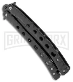 Swift Black Persian Balisong Coated Butterfly Knife - Black -Best Knife Shop Swift Black Persian Balisong Coated Butterfly Black BX 39697 jr side large