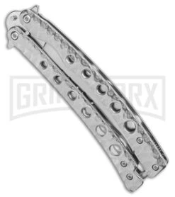 Swift 9" Silver Persian Balisong Coated Butterfly Knife - Polished -Best Knife Shop Swift Silver Persian Balisong Coated Butterfly Satin GX 39595 jr side large