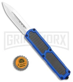 Titan Blue D/A OTF Sim Carbon Fiber Automatic Knife - Dagger Satin Plain -Best Knife Shop Titan Blue DA OTF Sim CF Auto Dagger Satin Plain GX 34583 jr bottlecap large