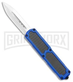 Titan Blue D/A OTF Sim Carbon Fiber Automatic Knife - Dagger Satin Plain